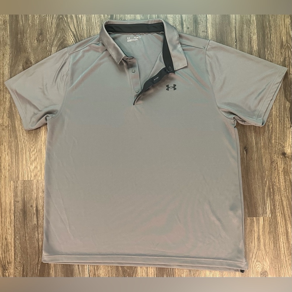Men’s Under Armour Tech Grey/Black Performance Short Sleeve Polo Shirt- 4XL